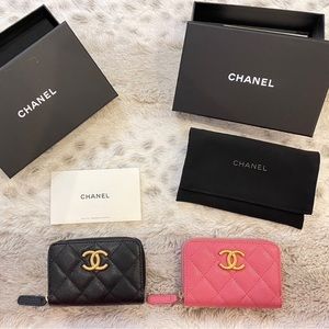 💯Authentic CHANEL Caviar Quilted Zip Coin Purse in Pin ❣️NEW❣️